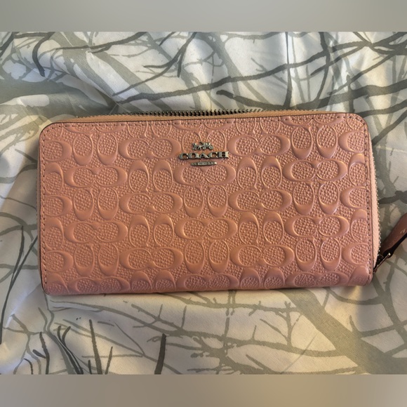 Coach Handbags - Coach Blush Pink Floral Embossed Wallet